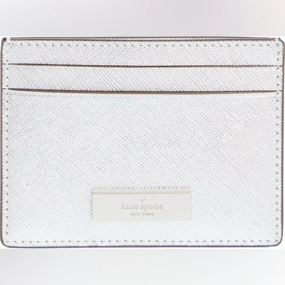 Kate Spade Metallic Kenzie Glitter  Lunar Light cardholder wallet - Picture 5 of 10